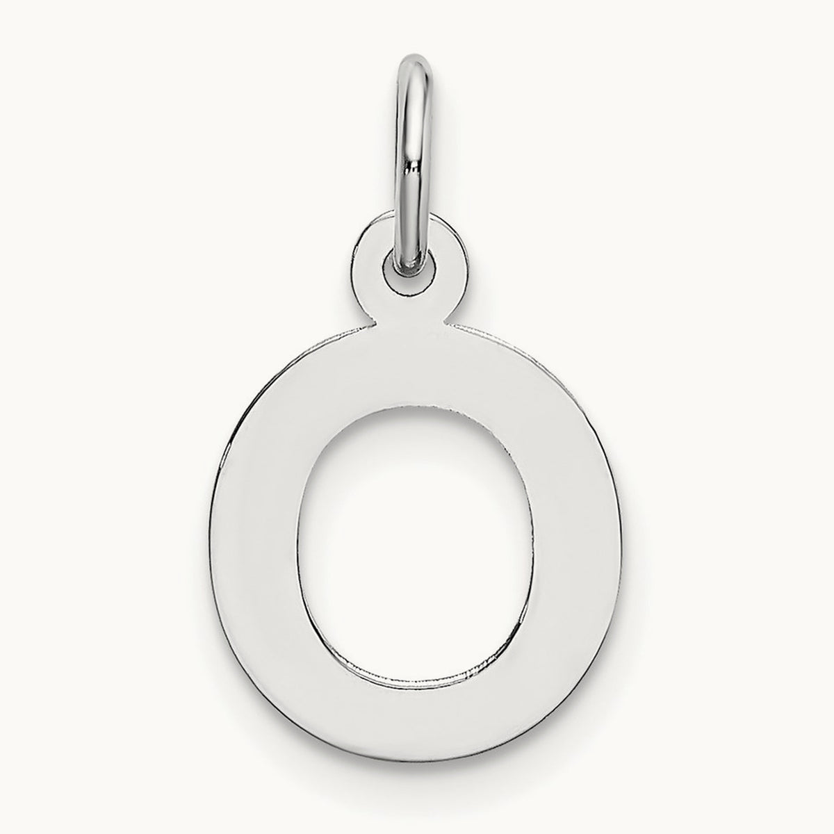 Small Block Initial Charm — 14K White Gold, O