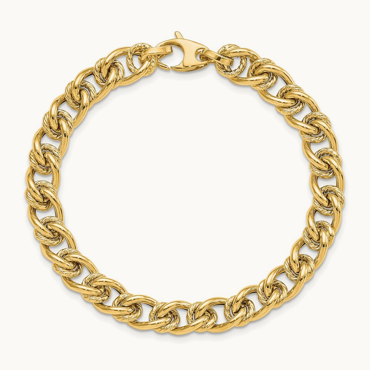 Polished Fancy Link Bracelet, 14K