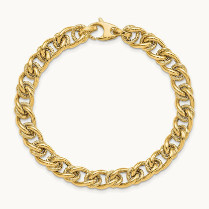 Polished Fancy Link Bracelet, 14K