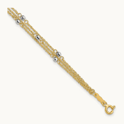 Triple Strand Bracelet, 14K Two-tone