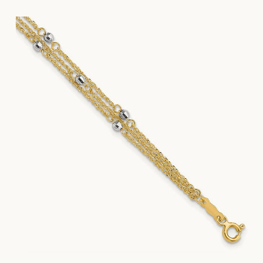 Triple Strand Bracelet, 14K Two-tone