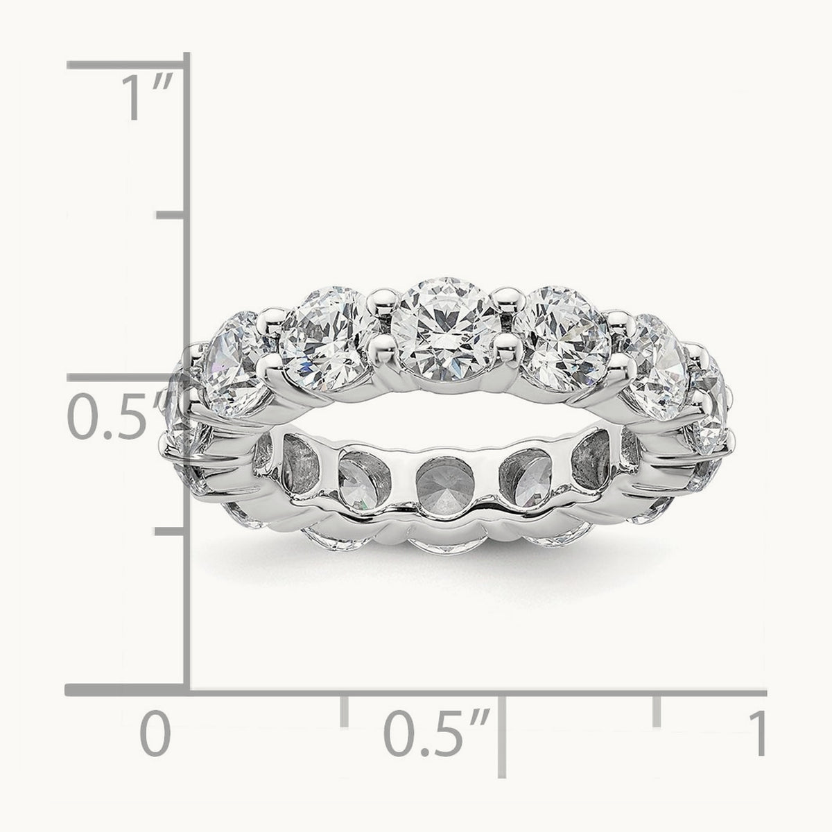 Polished Shared Prong Diamond Eternity Band, 4.00 ct tw — 14K White Gold