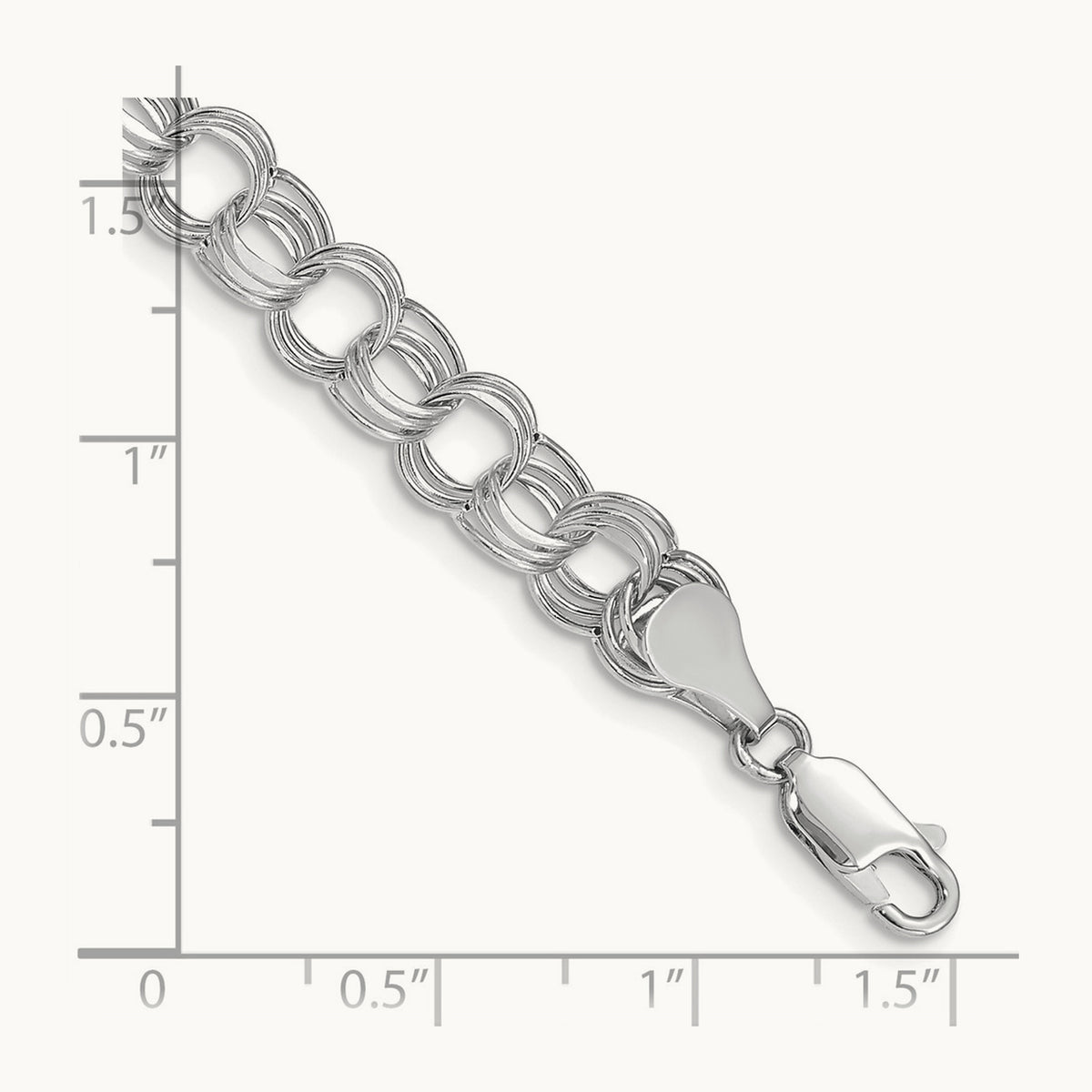 Lite Triple Link Charm Bracelet — 14K White Gold, 7mm