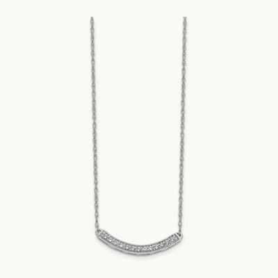 Diamond Curved Bar 18 inch Necklace — 14K White Gold