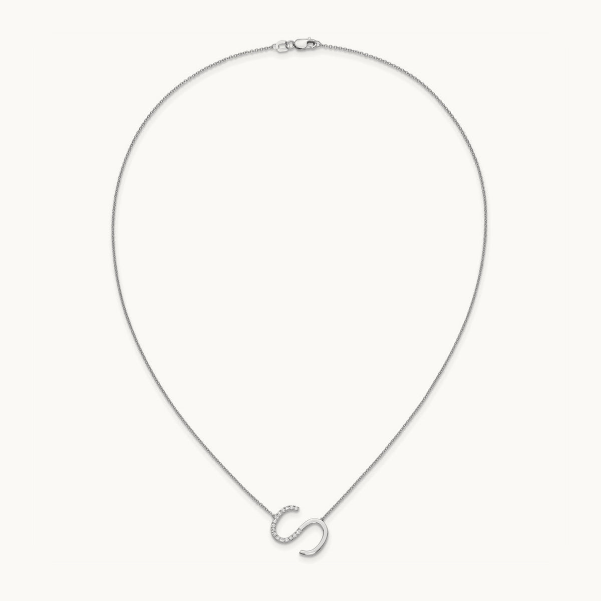 Sideways Diamond Necklace — 14K White Gold, S