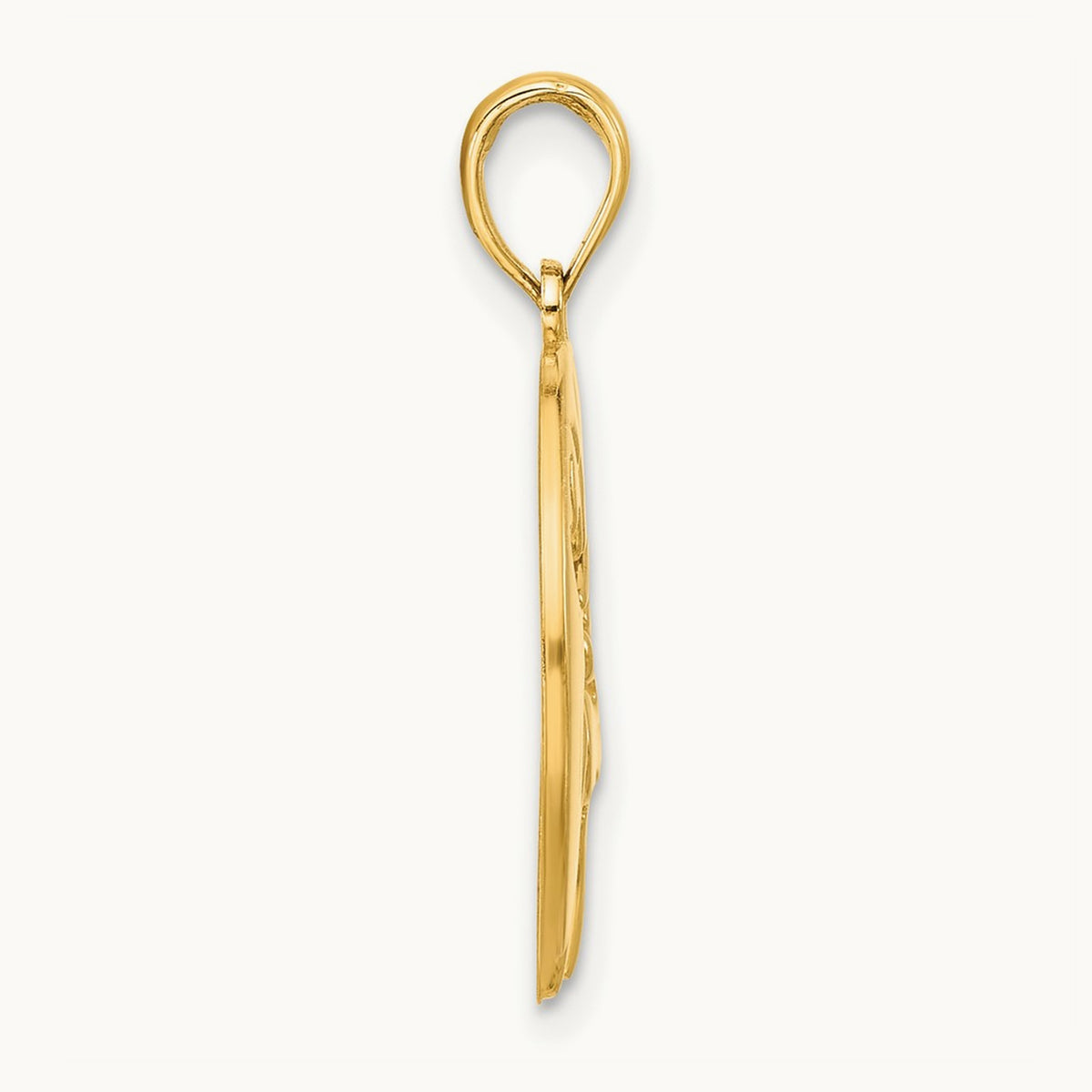 Polished Cut-out Deer Head Circle Pendant, 14K