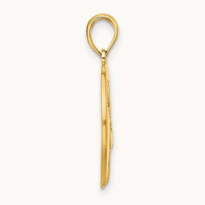 Polished Cut-out Deer Head Circle Pendant, 14K