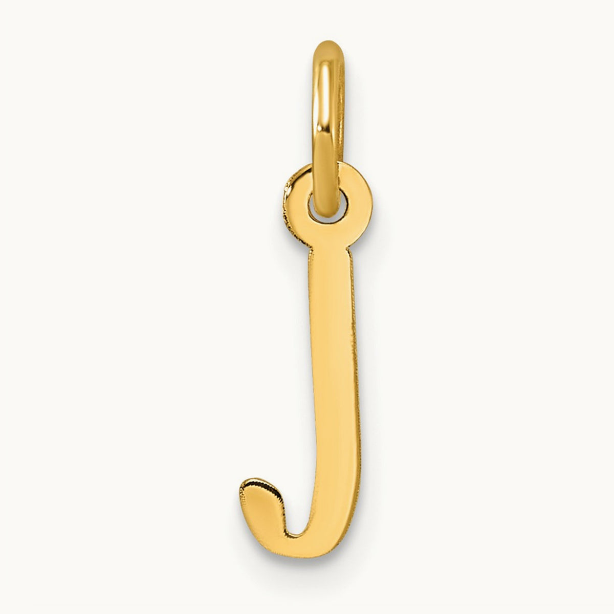 Small Slanted Block Initial Charm — 14K Yellow Gold, J