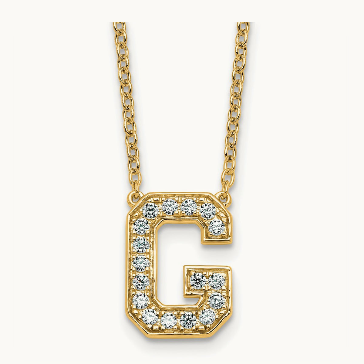 Initial Necklace — 14K Yellow Gold, G, 1/3 ct
