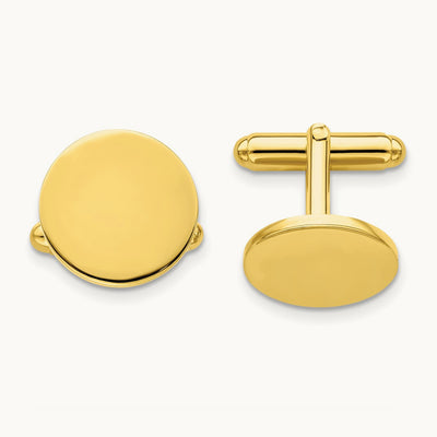 Kelly Waters Gold-plated Polished Round Engravable Cuff Links