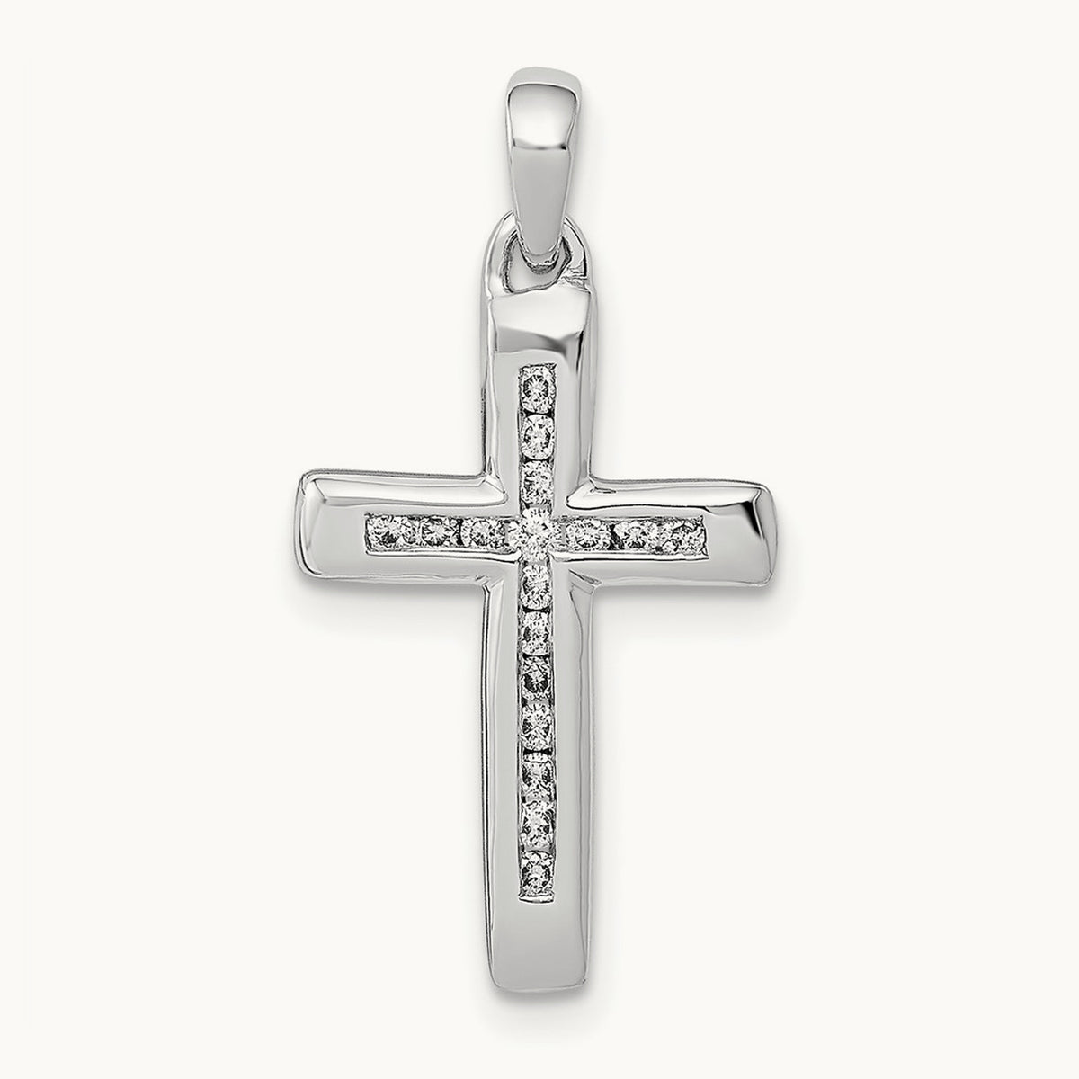 Small 1/10ct. Diamond Cross Pendant, 14K White Gold