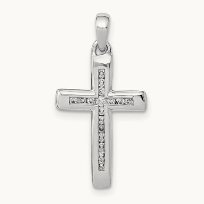 Small 1/10ct. Diamond Cross Pendant, 14K White Gold