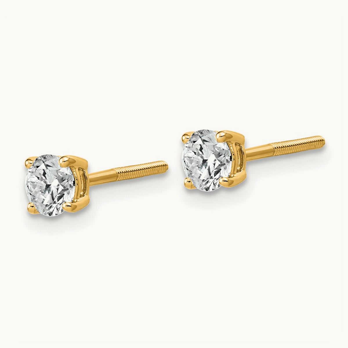 Lightweight Screwback Earrings, 0.25-4.00 ct tw Lab-Grown Diamond — 3/4 ct, 14K Yellow Gold