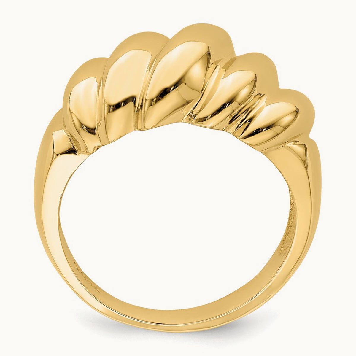 Polished Slanted Shrimp Dome Ring, 14K