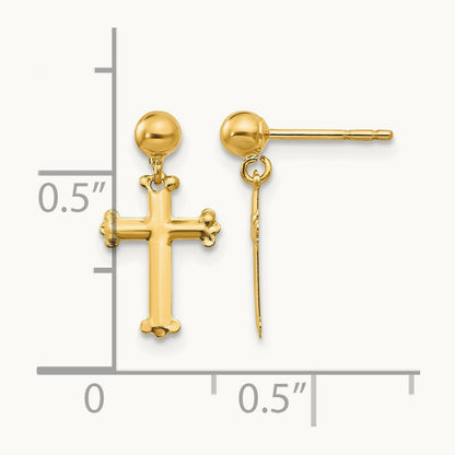Madi K Cross Dangle Post Earrings, 14K