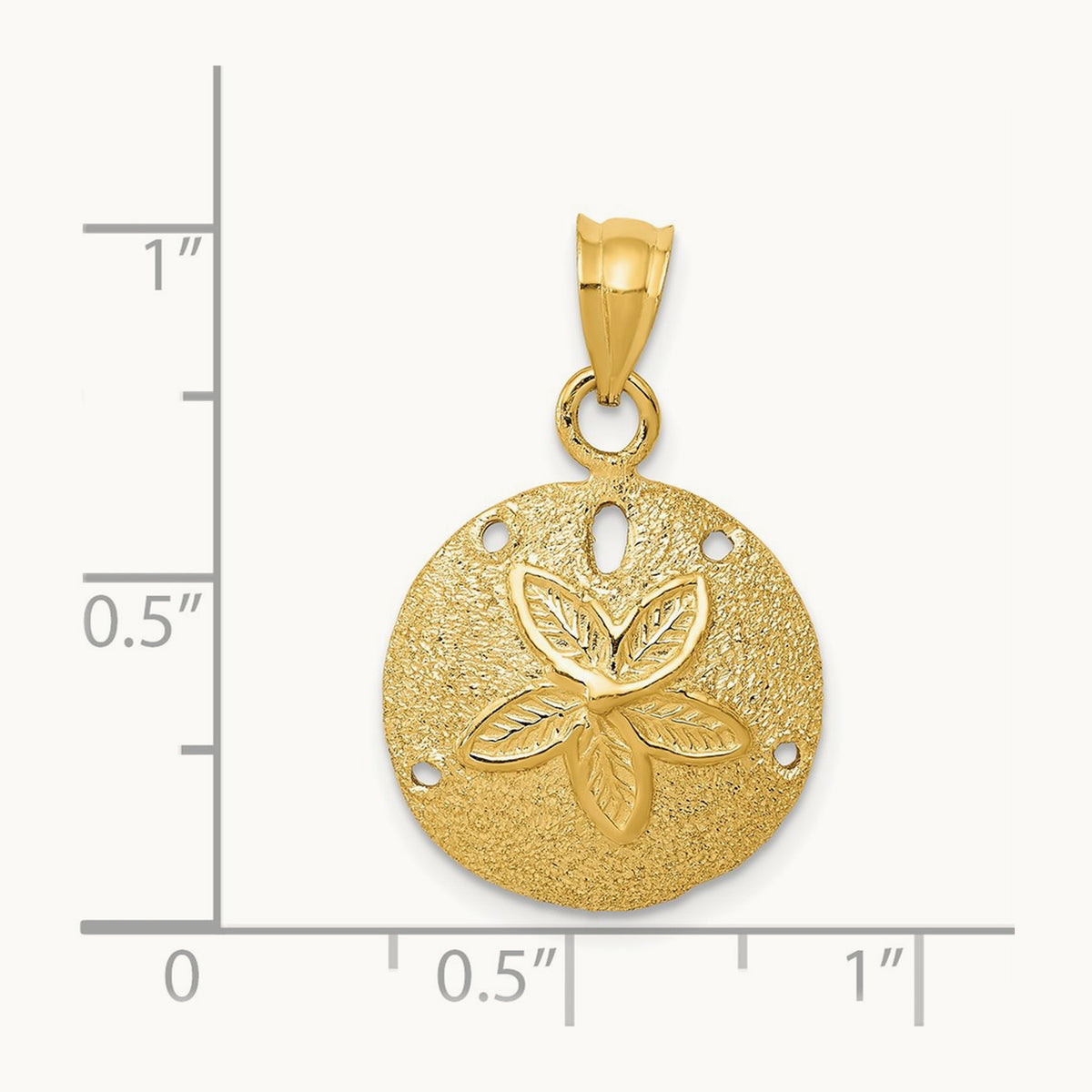 Solid Polished Laser-Cut Sand Dollar Pendant, 14K