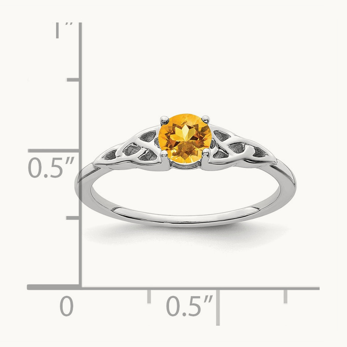 Citrine Celtic Knot Ring — 14K White Gold, 7