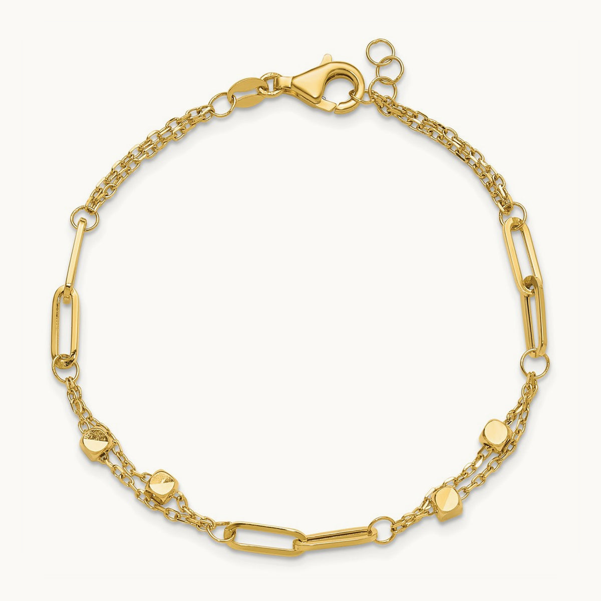 Polished Fancy Link with .5in ext. Bracelet, 14K