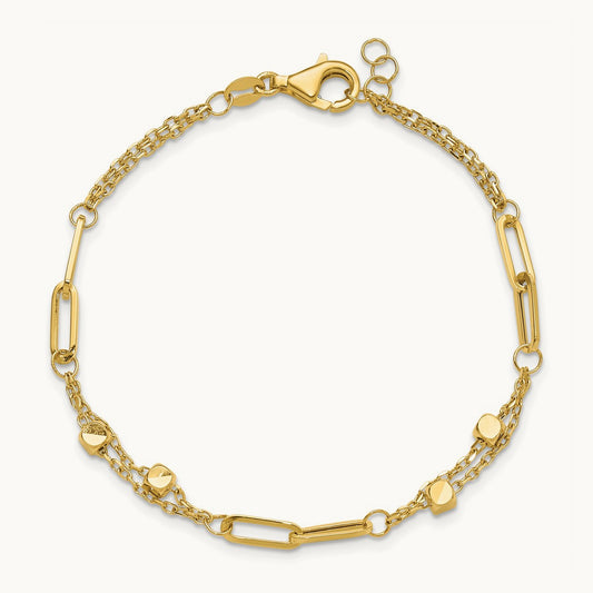Polished Fancy Link with .5in ext. Bracelet, 14K