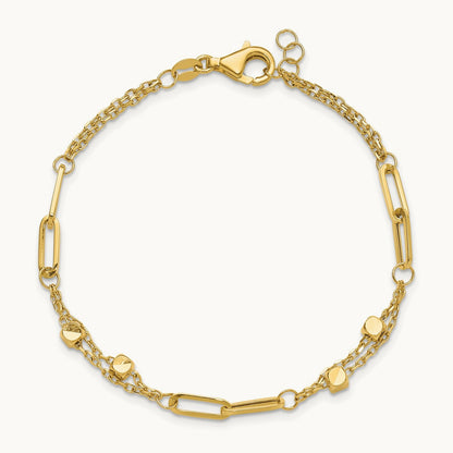 Polished Fancy Link with .5in ext. Bracelet, 14K
