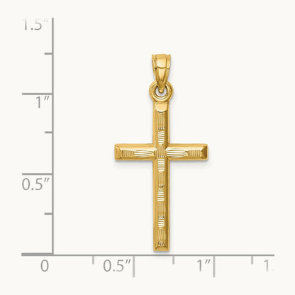 Hollow Diamond-cut Cross Pendant, 14K