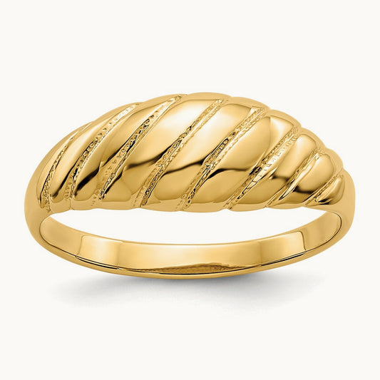 Polished Scalloped Dome Ring, 14K