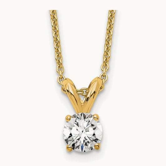 Four-Prong Solitaire Necklace, 0.25-1.00 ct tw Lab-Grown Diamond — 1/4 ct, 14K Yellow Gold