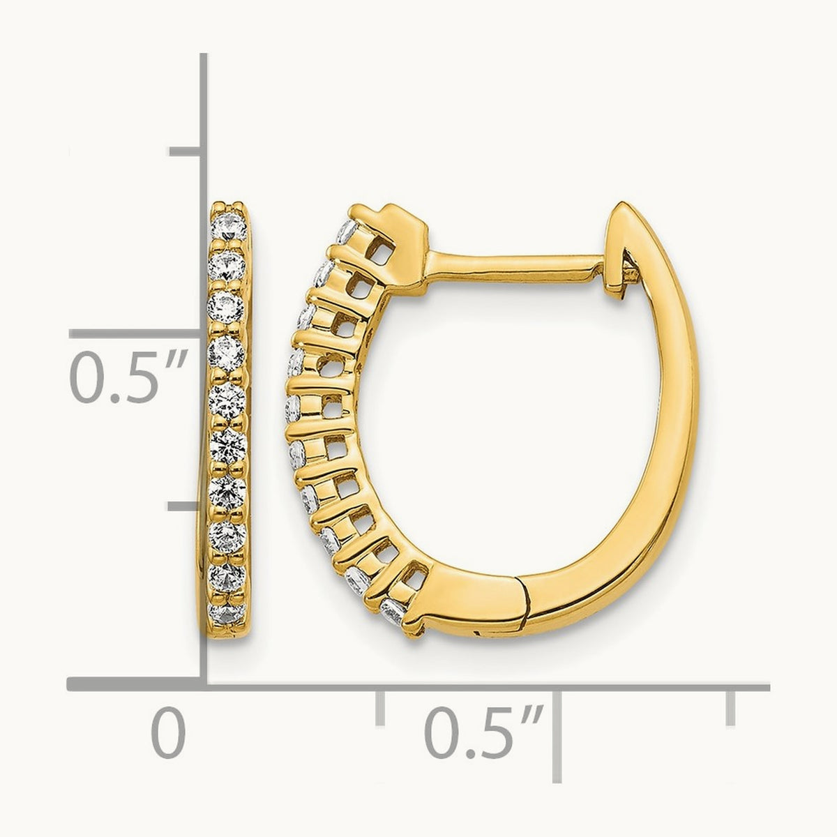 Diamond Hinged Hoop Earrings — 14K Yellow Gold, 16mm, 0.24 ct