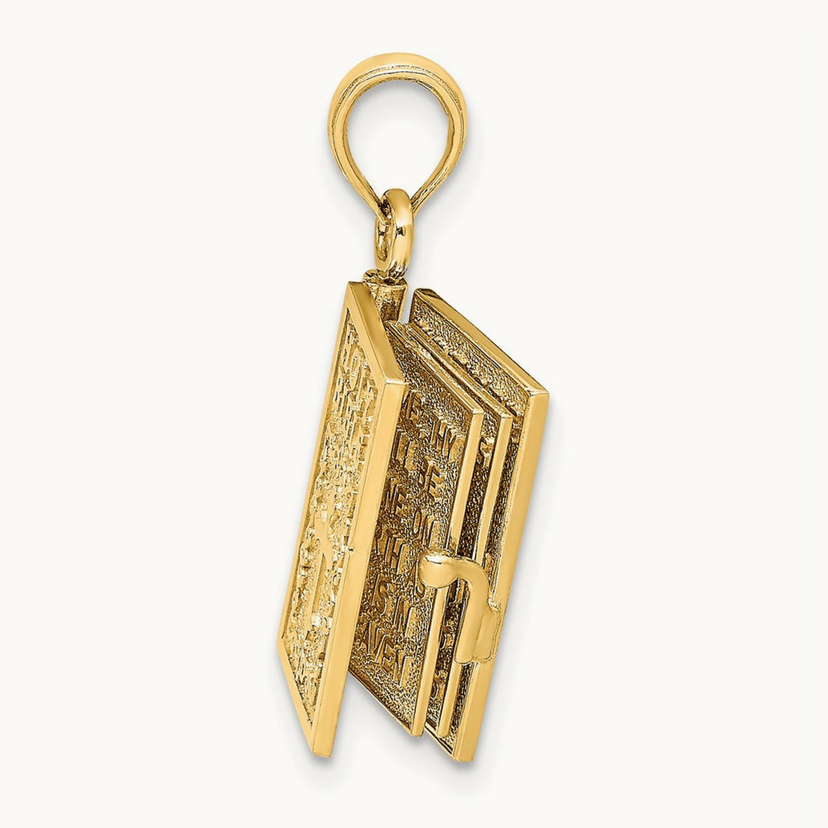 3-D Moveable Pages Holy Bible w/ Lords Prayer Charm, 14K