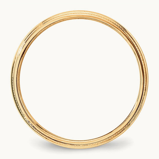 Lightweight Milgrain Half Round Band, 3mm, 10K Yellow Gold