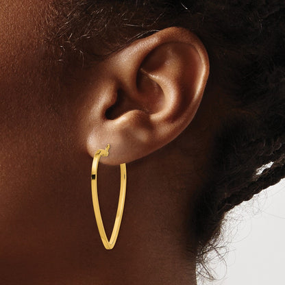 Polished Heart Hoop Earrings — 14K Yellow Gold