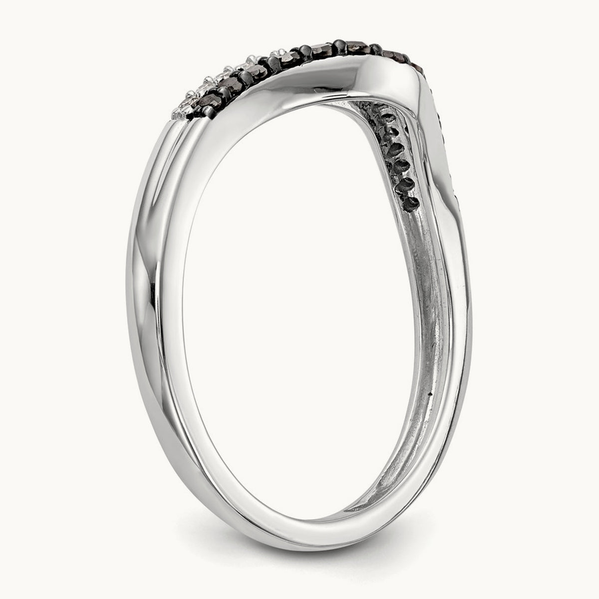 Black and White Diamond Band, 14K White Gold