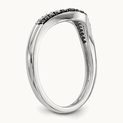 Black and White Diamond Band, 14K White Gold