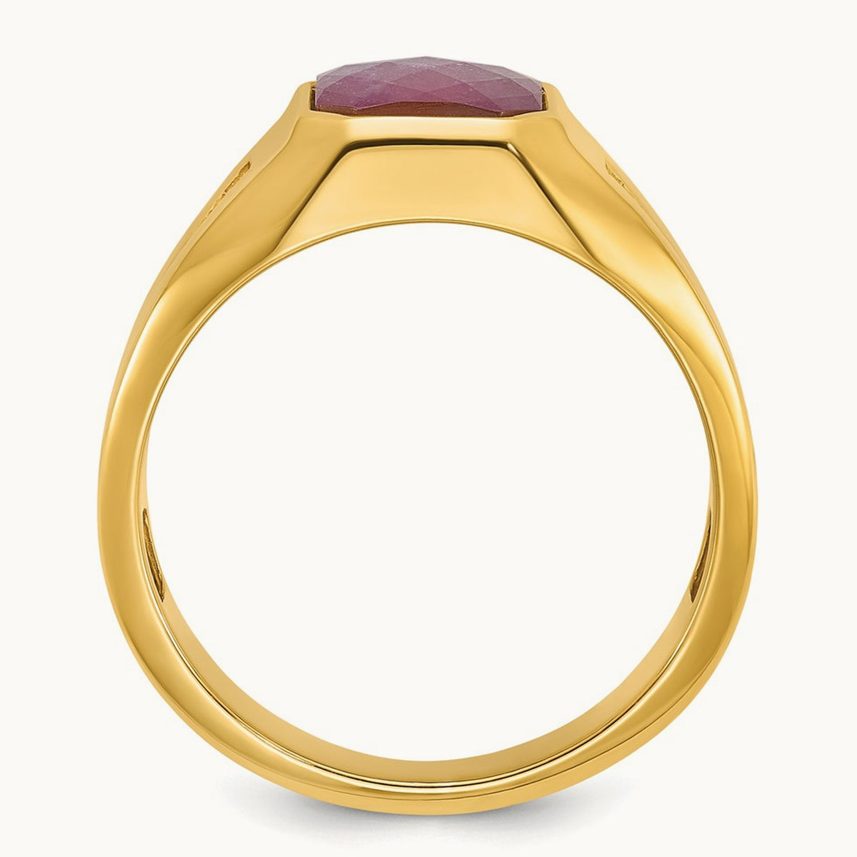 IBGoodman Men's Created Ruby Doublet Stone and Diamond Complete Ring, 14K