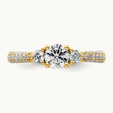 Round 3 Stone Engagement Ring, 0.50-3.75 ct tw Lab-Grown Diamond — 1/2 ct, VS (Best), 14K Yellow Gold
