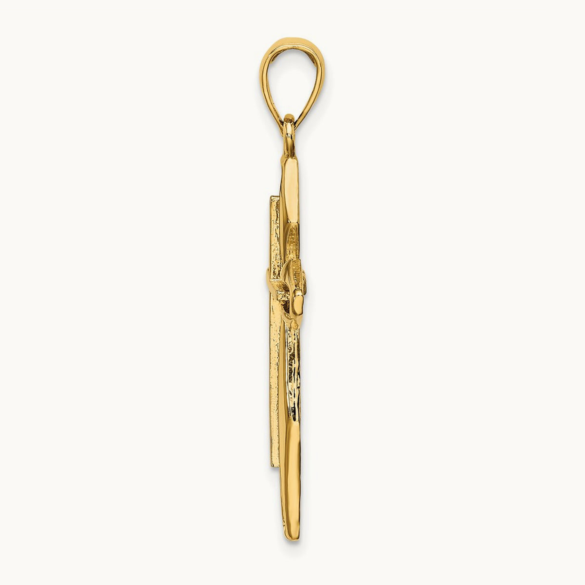 Textured Cross Charm — 14K Yellow Gold, 39.5mm