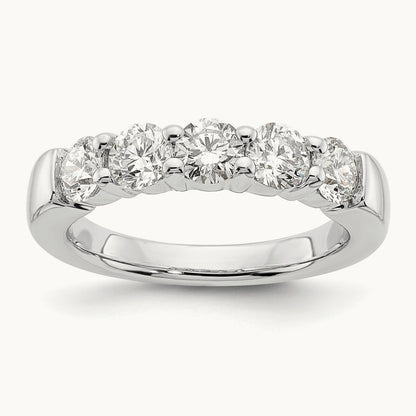 5-Stone Diamond Band, 14K White Gold