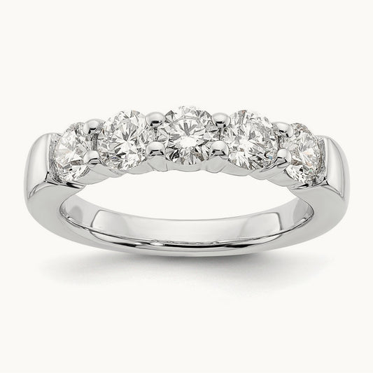 5-Stone Diamond Band, 14K White Gold