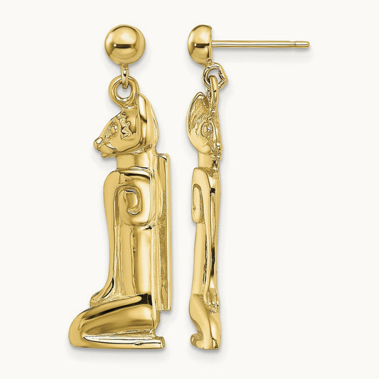 2-D MARCO ISLAND Cat Dangle Earrings, 14K