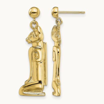 2-D MARCO ISLAND Cat Dangle Earrings, 14K