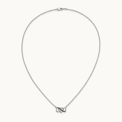 w/ Black and White Diamond Triple Heart 17in Necklace, 14K White Gold