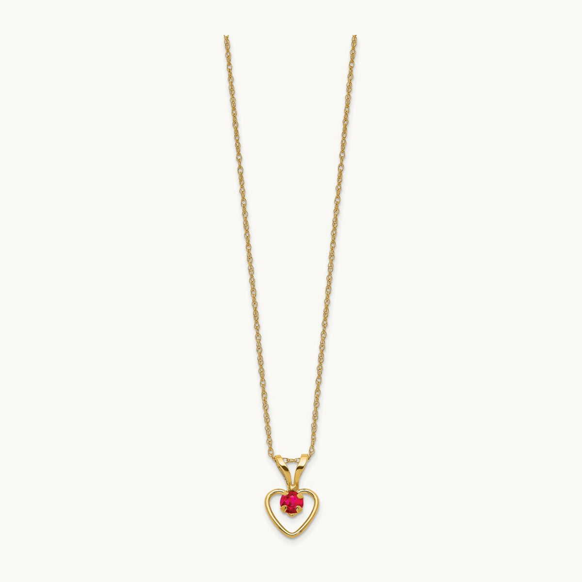 Madi K Ruby Heart Birthstone Necklace, 3mm, 14K