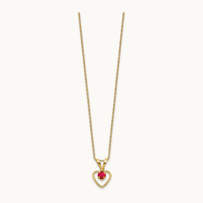 Madi K Ruby Heart Birthstone Necklace, 3mm, 14K