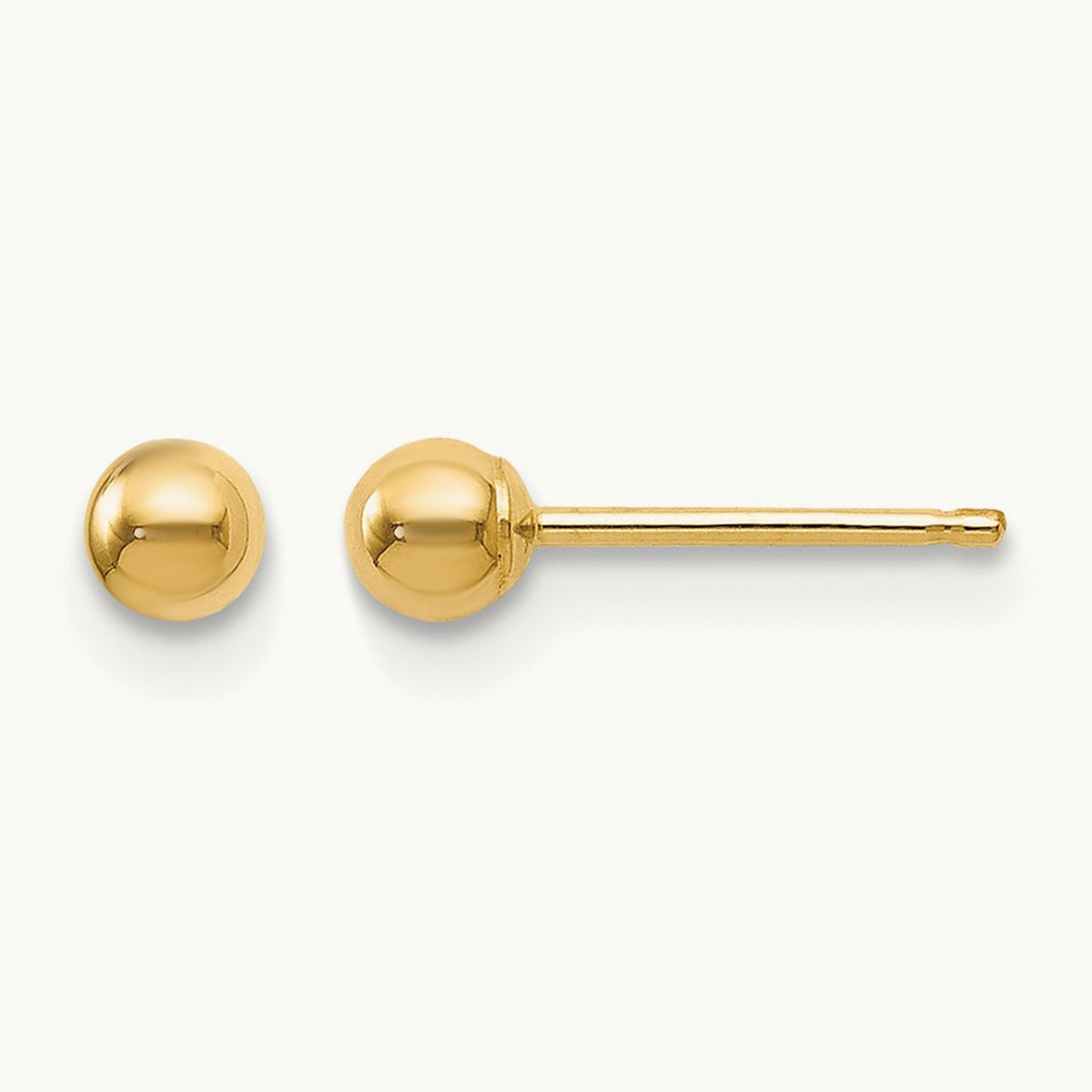 Polished Ball Post Earrings — 14K Yellow Gold, 3mm
