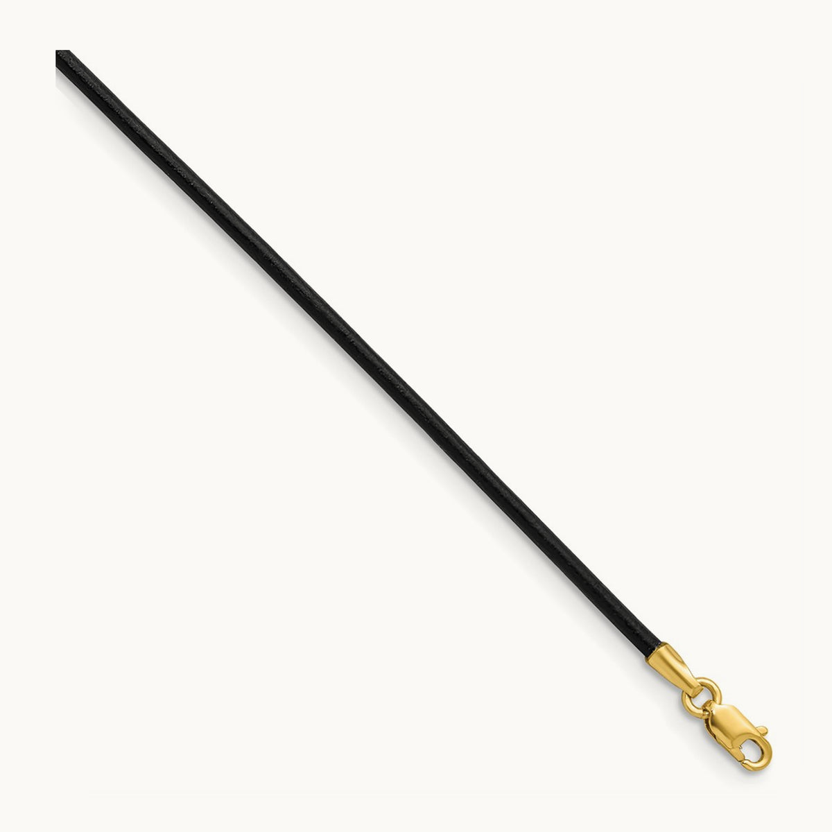 18in Black Leather Cord Necklace — 14K Yellow Gold, 1.5mm