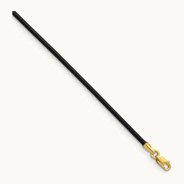 18in Black Leather Cord Necklace — 14K Yellow Gold, 1.5mm