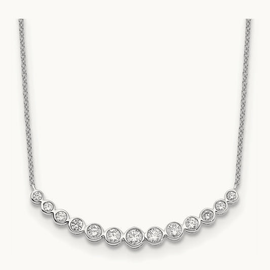Diamond Curved Bar Necklace, 14K White Gold