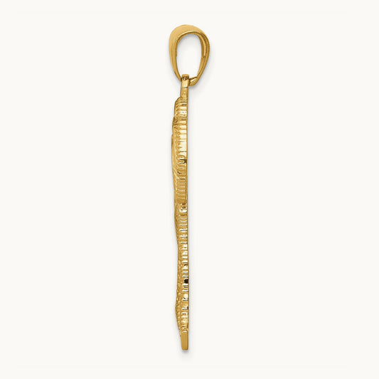 Polished / Textured Palm Trees Pendant, 14K