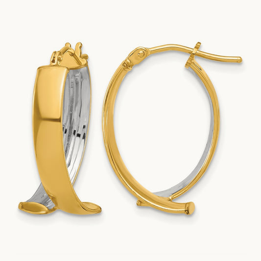 W/ Polished and Textured Fancy Hoop Earrings — Leslie's — 15.5mm