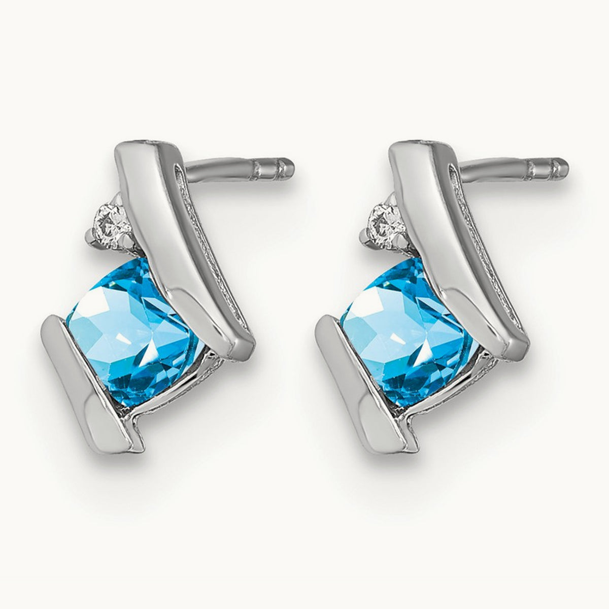 Cushion Blue Topaz and Diamond Earrings — photo set